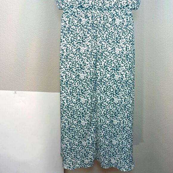 Sienna Sky Women's Floral Green / White V Neck Boho  Midi Dress sz L Feminine - Picture 10 of 14